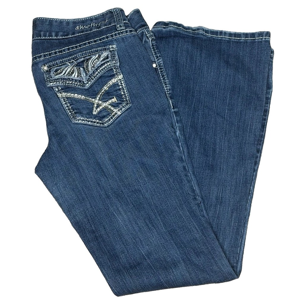 Amethyst Jeans Juniors Size 11 Rachel Bootcut Distressed Blue Denim Bling